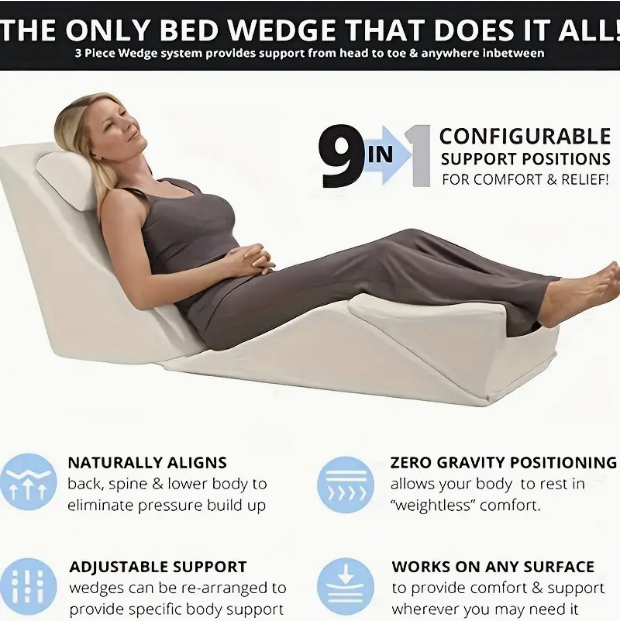 BED WEDGE PILLOW SLEEP & SUPPORT SYSTEM