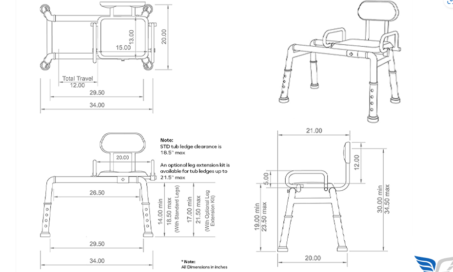 SLIDING SHOWER CHAIR/TUB TRANSFER BENCH