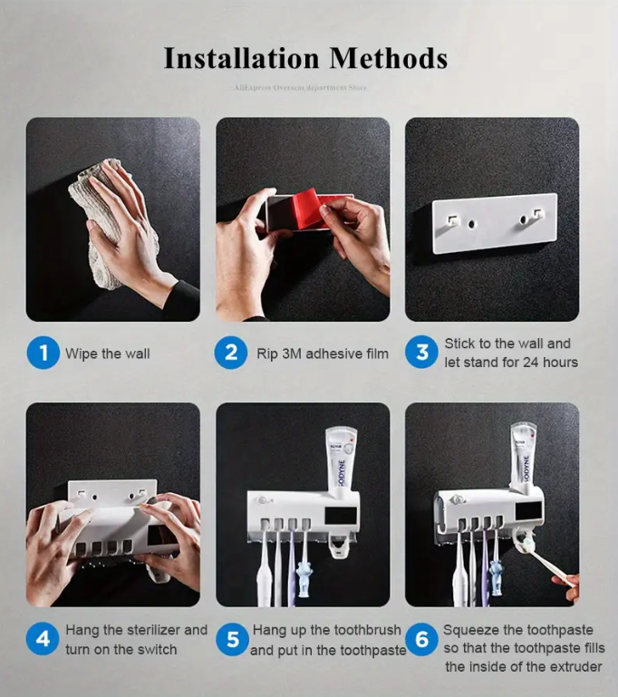 SMART UV TOOTHBRUSH STERILIZER WALL MOUNTED SET