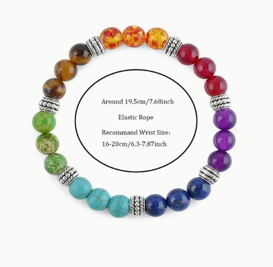 7 CHAKRA HEALING STONE BEADED BRACELET