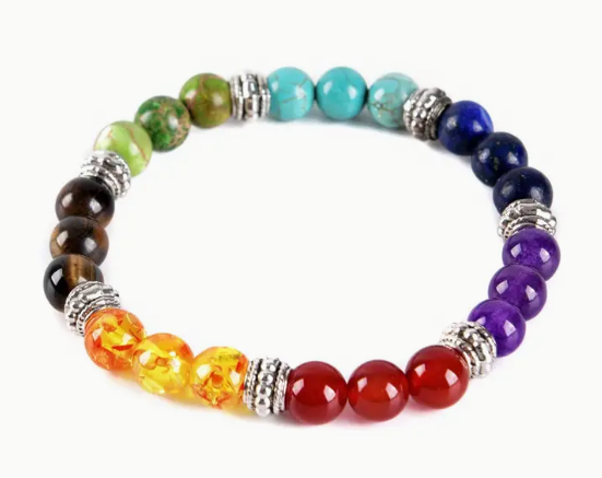 7 CHAKRA HEALING STONE BEADED BRACELET